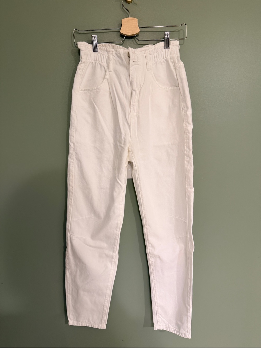 Zara High-Waist White Casual Pants